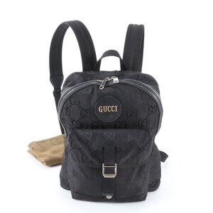 Gucci Beige the Grid GG Leather Backpack Bag Black